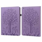 Tree & Deer Pattern Pressed Printing Horizontal Flip PU Leather Case with Holder & Card Slots & Sleep / Wake-up Function For iPad mini 5/4/3/2/1(Purple) - 1