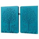 Tree & Deer Pattern Pressed Printing Horizontal Flip PU Leather Case with Holder & Card Slots & Sleep / Wake-up Function For iPad mini 5/4/3/2/1(Blue) - 1