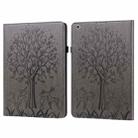 Tree & Deer Pattern Pressed Printing Horizontal Flip PU Leather Case with Holder & Card Slots & Sleep / Wake-up Function For iPad mini 5/4/3/2/1(Grey) - 1