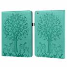 Tree & Deer Pattern Pressed Printing Horizontal Flip PU Leather Case with Holder & Card Slots & Sleep / Wake-up Function For iPad mini 5/4/3/2/1(Green) - 1