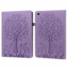 Tree & Deer Pattern Pressed Printing Horizontal Flip PU Leather Case with Holder & Card Slots & Sleep / Wake-up Function For Samsung Galaxy Tab S6 Lite(Purple) - 1