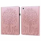 Tree & Deer Pattern Pressed Printing Horizontal Flip PU Leather Case with Holder & Card Slots & Sleep / Wake-up Function For Samsung Galaxy Tab A7 10.4 2020(Pink) - 1