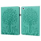 Tree & Deer Pattern Pressed Printing Horizontal Flip PU Leather Case with Holder & Card Slots & Sleep / Wake-up Function For Samsung Galaxy Tab A7 10.4 2020(Green) - 1