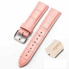 14mm Two-layer Cowhide Leather Bamboo Joint Texture Watch Band(Pink) - 1