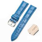 14mm Two-layer Cowhide Leather Bamboo Joint Texture Watch Band(Blue) - 1