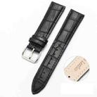 16mm Two-layer Cowhide Leather Bamboo Joint Texture Watch Band(Black) - 1