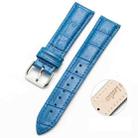 18mm Two-layer Cowhide Leather Bamboo Joint Texture Watch Band(Blue) - 1