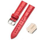 20mm Two-layer Cowhide Leather Bamboo Joint Texture Watch Band(Red) - 1