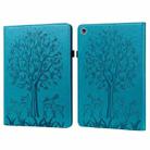 For Huawei MediaPad M5 lite Tree & Deer Pattern Pressed Printing Horizontal Flip PU Leather Case with Holder & Card Slots(Blue) - 1