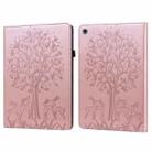 For Huawei MediaPad M5 lite Tree & Deer Pattern Pressed Printing Horizontal Flip PU Leather Case with Holder & Card Slots(Pink) - 1