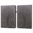 For Huawei MediaPad M5 lite Tree & Deer Pattern Pressed Printing Horizontal Flip PU Leather Case with Holder & Card Slots(Grey) - 1