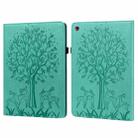 For Huawei MediaPad M5 lite Tree & Deer Pattern Pressed Printing Horizontal Flip PU Leather Case with Holder & Card Slots(Green) - 1