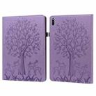 For Huawei MatePad Pro 10.8 2021 Tree & Deer Pattern Pressed Printing Horizontal Flip PU Leather Case with Holder & Card Slots(Purple) - 1