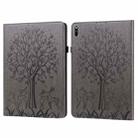 For Huawei MatePad Pro 10.8 2021 Tree & Deer Pattern Pressed Printing Horizontal Flip PU Leather Case with Holder & Card Slots(Grey) - 1