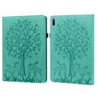 For Huawei MatePad Pro 10.8 2021 Tree & Deer Pattern Pressed Printing Horizontal Flip PU Leather Case with Holder & Card Slots(Green) - 1