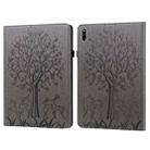 For Huawei MatePad 11 2021 Tree & Deer Pattern Pressed Printing Horizontal Flip PU Leather Case with Holder & Card Slots(Grey) - 1