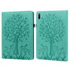 For Huawei MatePad 11 2021 Tree & Deer Pattern Pressed Printing Horizontal Flip PU Leather Case with Holder & Card Slots(Green) - 1