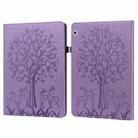 For Huawei MediaPad T3 10 Tree & Deer Pattern Pressed Printing Horizontal Flip PU Leather Case with Holder & Card Slots(Purple) - 1