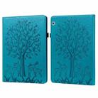 For Huawei MediaPad T3 10 Tree & Deer Pattern Pressed Printing Horizontal Flip PU Leather Case with Holder & Card Slots(Blue) - 1