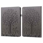 For Huawei MediaPad T3 10 Tree & Deer Pattern Pressed Printing Horizontal Flip PU Leather Case with Holder & Card Slots(Grey) - 1