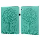 For Huawei MediaPad T3 10 Tree & Deer Pattern Pressed Printing Horizontal Flip PU Leather Case with Holder & Card Slots(Green) - 1