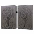 For Huawei MediaPad T5 Tree & Deer Pattern Pressed Printing Horizontal Flip PU Leather Case with Holder & Card Slots(Grey) - 1