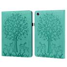 For Lenovo Tab M8 8505X 8.0 Tree & Deer Pattern Pressed Printing Horizontal Flip PU Leather Case with Holder & Card Slots(Green) - 1