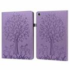 For Lenovo M10 Plus / M10 FHD REL Tree & Deer Pattern Pressed Printing Horizontal Flip PU Leather Case with Holder & Card Slots(Purple) - 1