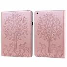For Samsung Galaxy Tab A 10.1 2019 Tree & Deer Pattern Pressed Printing Horizontal Flip PU Leather Case with Holder & Card Slots(Pink) - 1