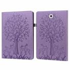 For Samsung Galaxy Tab S2 9.7 Tree & Deer Pattern Pressed Printing Horizontal Flip PU Leather Case with Holder & Card Slots(Purple) - 1