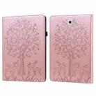 For Samsung Galaxy Tab S2 9.7 Tree & Deer Pattern Pressed Printing Horizontal Flip PU Leather Case with Holder & Card Slots(Pink) - 1