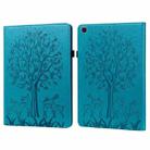 For Samsung Galaxy Tab A 8.0 2019 Tree & Deer Pattern Pressed Printing Horizontal Flip PU Leather Case with Holder & Card Slots(Blue) - 1