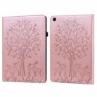 For Samsung Galaxy Tab A 8.0 2019 Tree & Deer Pattern Pressed Printing Horizontal Flip PU Leather Case with Holder & Card Slots(Pink) - 1