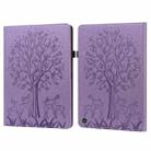 For Amazon Kindle Fire HD 10 / 10 Plus 2021 Tree & Deer Pattern Pressed Printing Horizontal Flip PU Leather Case with Holder & Card Slots(Purple) - 1