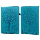 For Amazon Kindle Fire HD 10 / 10 Plus 2021 Tree & Deer Pattern Pressed Printing Horizontal Flip PU Leather Case with Holder & Card Slots(Blue) - 1