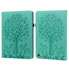 For Amazon Kindle Fire HD 10 / 10 Plus 2021 Tree & Deer Pattern Pressed Printing Horizontal Flip PU Leather Case with Holder & Card Slots(Green) - 1