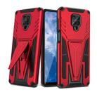 For Xiaomi Redmi Note 9 Pro Super V Armor PC + TPU Shockproof Case with Invisible Holder(Red) - 1