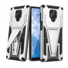 For Xiaomi Redmi Note 9 Pro Super V Armor PC + TPU Shockproof Case with Invisible Holder(Silver) - 1