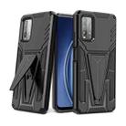 For Xiaomi Redmi Note 9 4G Super V Armor PC + TPU Shockproof Case with Invisible Holder(Black) - 1