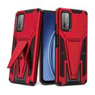 For Xiaomi Redmi Note 9 4G Super V Armor PC + TPU Shockproof Case with Invisible Holder(Red) - 1