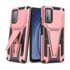 For Xiaomi Redmi Note 9 4G Super V Armor PC + TPU Shockproof Case with Invisible Holder(Rose Gold) - 1