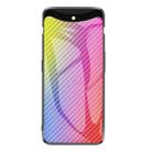 For OPPO Find X Gradient Carbon Fiber Texture TPU Border Tempered Glass Case(Colorful Fiber) - 1