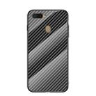 For OPPO A12 / A7 Gradient Carbon Fiber Texture TPU Border Tempered Glass Case(Black Fiber) - 1