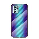 For OPPO Reno6 Z Gradient Carbon Fiber Texture TPU Border Tempered Glass Case(Blue Fiber) - 1