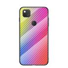 For Google Pixel 4a Gradient Carbon Fiber Texture TPU Border Tempered Glass Case(Colorful Fiber) - 1