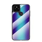 For Google Pixel 5 Gradient Carbon Fiber Texture TPU Border Tempered Glass Case(Blue Fiber) - 1