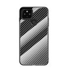 For Google Pixel 5 XL Gradient Carbon Fiber Texture TPU Border Tempered Glass Case(Black Fiber) - 1