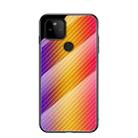 For Google Pixel 5a 5G Gradient Carbon Fiber Texture TPU Border Tempered Glass Case(Gold Fiber) - 1