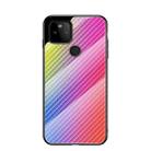 For Google Pixel 5a 5G Gradient Carbon Fiber Texture TPU Border Tempered Glass Case(Colorful Fiber) - 1