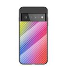 For Google Pixel 6 Pro Gradient Carbon Fiber Texture TPU Border Tempered Glass Case(Colorful Fiber) - 1